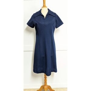 Vintage 1970s Navy polyester Dress size Medium
